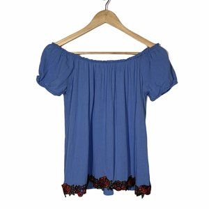 Potter's Pot Blue Off the Shoulder Blouse